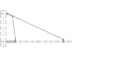 Hauban simple, avec isolation, sur mâts ronds ou poutrelles à larges ailes, sur console G2.5", avec câble en acier 35 mm² galv., avec boucle isolante