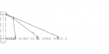 Hauban double, avec isolation, sur poutrelles à larges ailes, sur console G2.5", avec câble en acier-cuivre 35 mm², avec boucle isolante