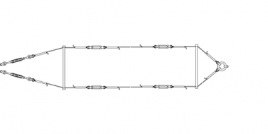 Transversal double pour suspension isolateur de section, avec alimentation, câble en acier 35 mm² galv., avec anneau d'ancrage, avec boucle isolante