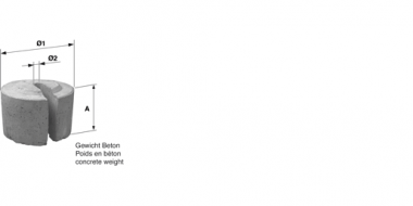 Poids en béton rond, Ø = 255 mm