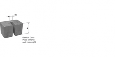 Poids en fonte rectangulaire, 208 x 140 mm