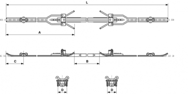 Isolateur de section TRW 1500 V pour 1 fil de contact rainuré, pass. au centre du barreau isol.