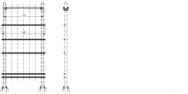 Support poste de sectionnement sur poutrelles à larges ailes pour 8 sectionneurs (Duplex et à cornes)