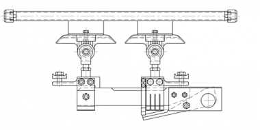 Sectionneur complet avec verrouillage, sans section de protection, avec corps isolé et disque de signal rouge, sur transversal double
