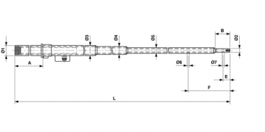 Perche droite, complet, L = 5440 mm, sans trou, gris