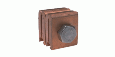 Clamp double for 2 grooved contact wires