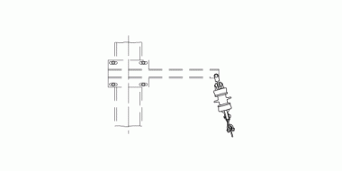 Suspension pour 1 ou 2 conducteur(s) sur traverse simple, < 9°, pour 1 câble ou 1 fil de contact rainuré, avec isolateur céramique à 1 ailette