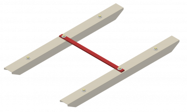 Caniveaux de protection TB, L = 1400 mm pour 2 fils de contact rainurés avec 1 latte d'écartement