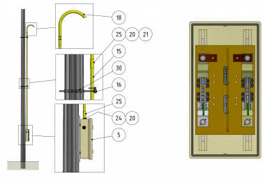 Switch cabinets, with 2 knifes blades, 4 exits