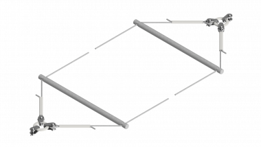 Transversal double pour suspension isolateur de section, sans alimentation, câble en acier 35 mm² galv., avec anneau d'ancrage, avec tube d'écartement isolé