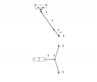 Contact wire suspension TW with line insulator type 1, in tangent to Unistrut channel type 3 B 0-4° pendulum in tension section