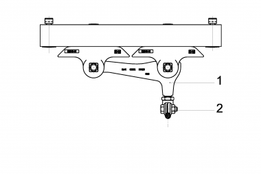 Contact wire suspension TW with line insulator type 2, in curves to Unistrut channel type 3 B 4.5-14° with contact wire clamp M16