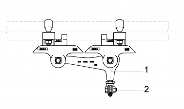 Contact wire suspension TW with line insulator type 2, in curves to pipe G2" 4.5-14° with contact wire clamp M16