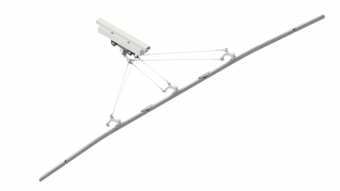 Suspension de ligne de contact TB avec corps isolé type 2, en courbes sur rail d'ancrage type 3 b 14.5-30° avec griffe de courbe type 4, M16