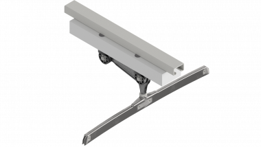 Contact wire suspension ETB with line insulator type 2, in curves to Unistrut channel type 3 B 3-5°, with curve rail type 0, M16