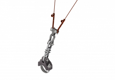 Suspension tube porteur G1.5", forme V, avec pendule à câble réglable, équipotentiel, avec boucle isolante