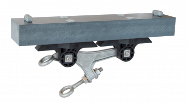 Isolierkörper an Ankerschiene Typ 3B mit Aufhängeschrauben KUSYS Typ 2 mit Doppel-Öse