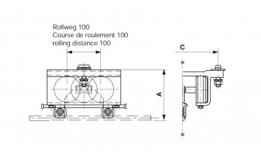 Support mobile L = 210 mm, sans montée du fil de contact, porteur du f.c. L = 240 mm