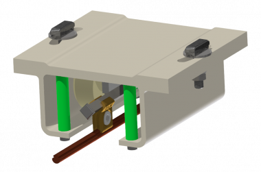 Support mobile L = 210 mm, avec hauteur de construction réduite, sans montée du fil de contact, porteur du f.c. L = 240 mm