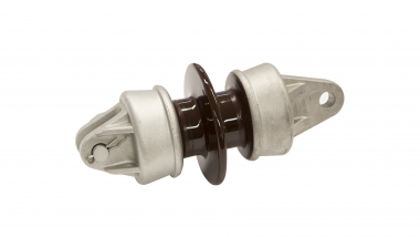 Isolateur de pied de console avec fourche et oreille complet, céramique, à 1 ailette