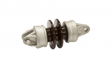 Isolateur de pied de console avec fourche et oreille complet, céramique, à 2 ailettes