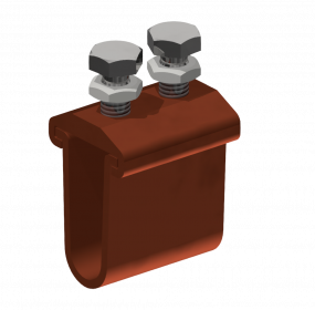 Bride de raccordement pour tube en cuivre, avec 2 vis