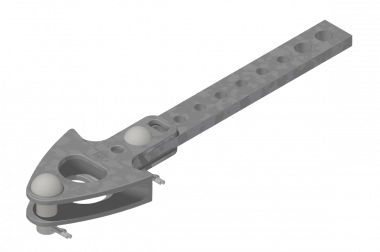 Eclisse de retenue avec barre perforée pour support double