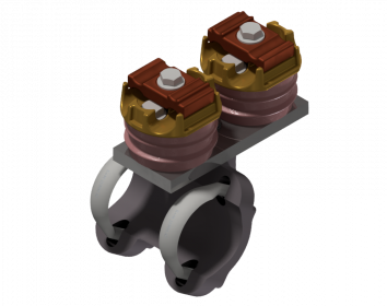 Suspension du câble porteur double, isolée, orientable, solide, sur tube 2", câbles Ø max. 21 mm